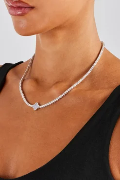 Women JWL-CHN 3mm Motif Agate Tennis Chain - White