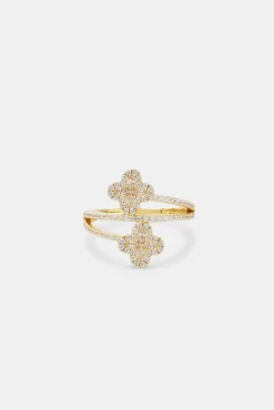 Women JWL-RNG 15mm Motif CZ Twist Ring - Gold