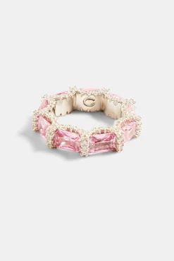 Women JWL-RNG 6mm Sterling Silver Pink CZ Baguette Tennis Ring
