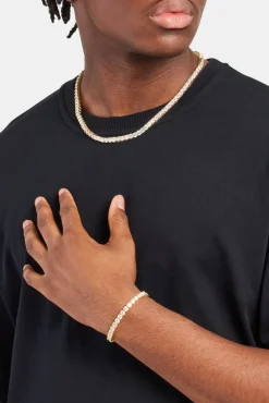 JWL-BUND 5mm Tennis Chain & Bracelet - Gold