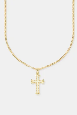 Women JWL-NECK 30mm White Cross Necklace - Gold