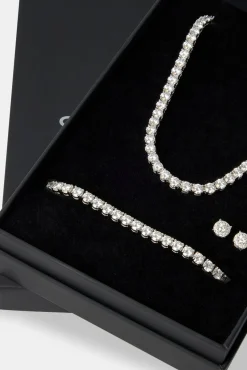 Women JWL-BUND Moissanite 5mm Tennis Chain, Bracelet & Earring Set