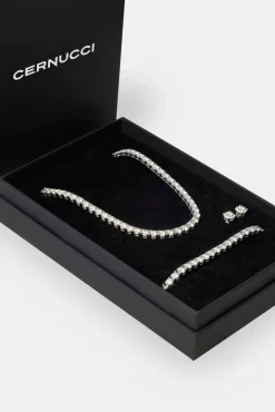 Women JWL-BUND Moissanite 5mm Tennis Chain, Bracelet & Earring Set