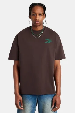 CLO-TOP-TEE Motel Back Graphic Oversized T-Shirt - Chocolate