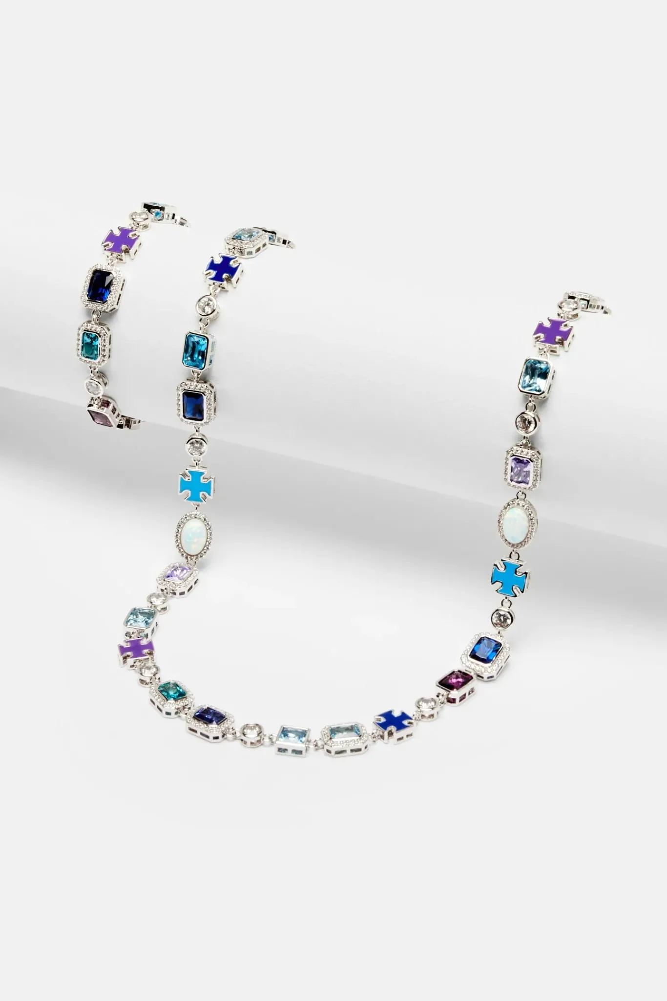 JWL-BUND Multi Gem Stone Motif Necklace & Bracelet Bundle