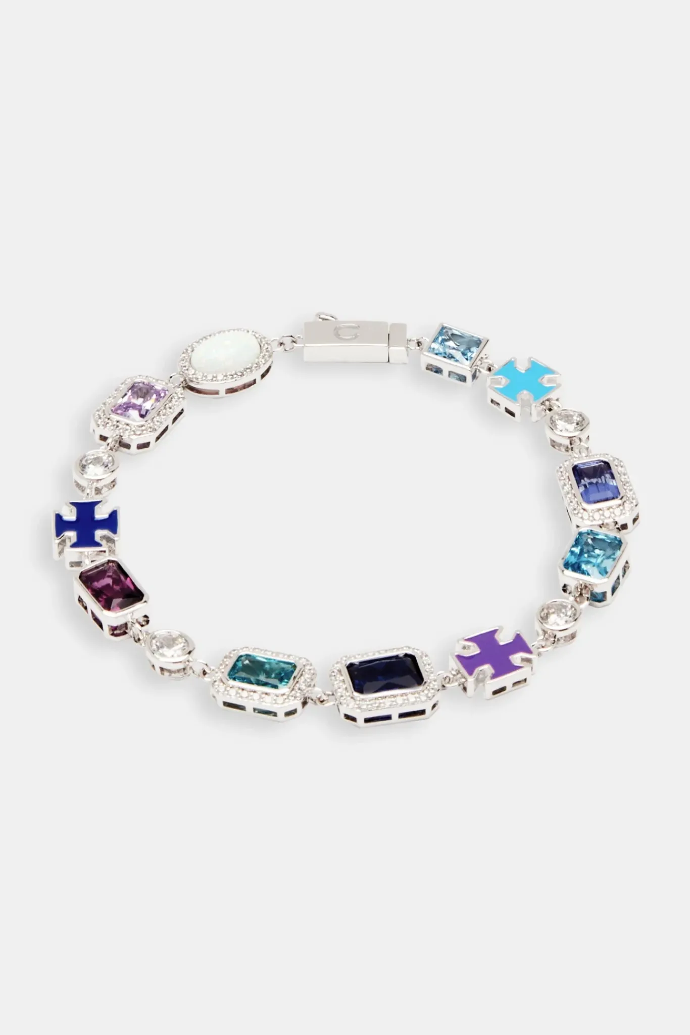JWL-BUND Multi Gem Stone Motif Necklace & Bracelet Bundle