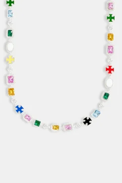 JWL-CHN Multi Gemstone Motif Necklace
