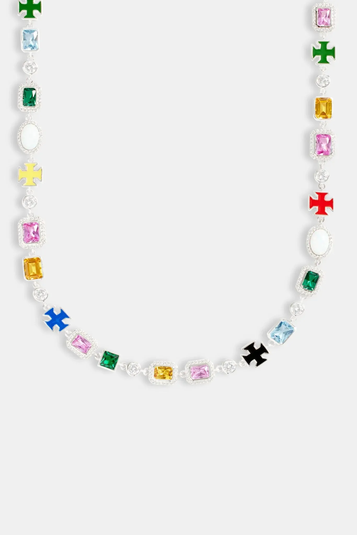 JWL-CHN Multi Gemstone Motif Necklace