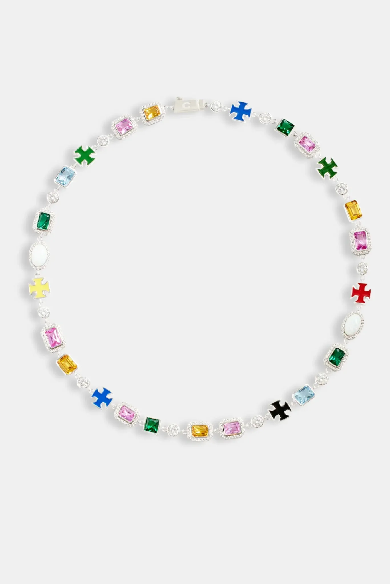 JWL-CHN Multi Gemstone Motif Necklace