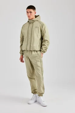 CLO-BOT-TRO Nylon Colour Block Cuffed Jogger - Light Khaki