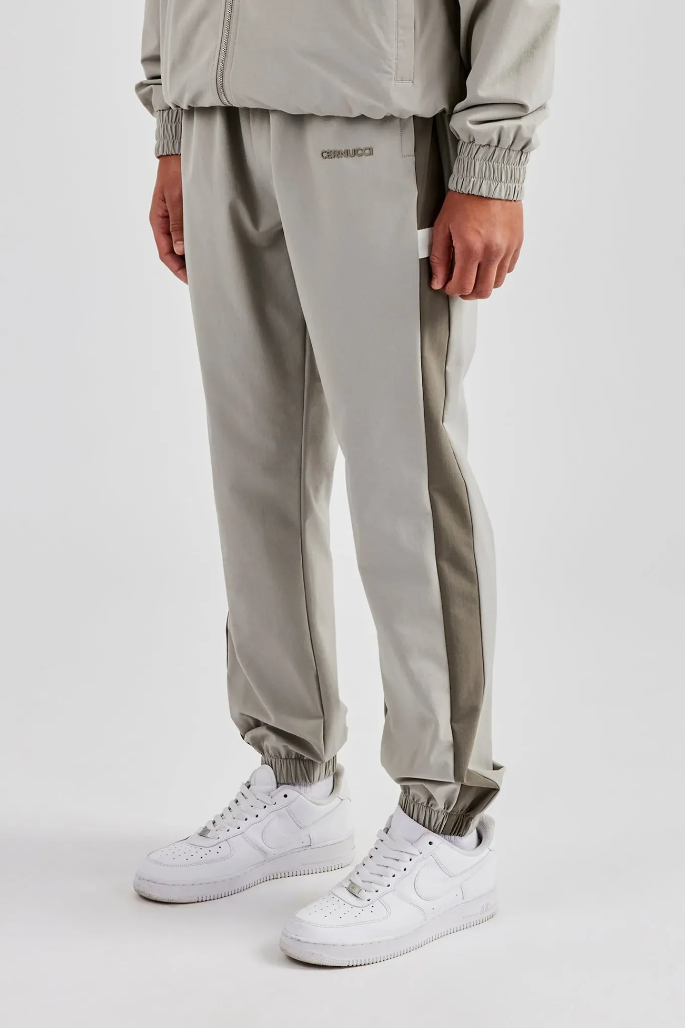 CLO-BOT-TRO Nylon Colour Block Cuffed Jogger - Grey