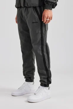 CLO-BOT-TRO Nylon Colour Block Cuffed Jogger - Charcoal