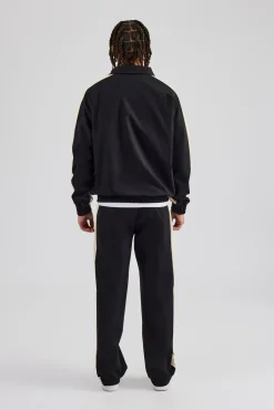 CLO-BOT-TRO Nylon Contrast Stripe Straight Leg Jogger - Black