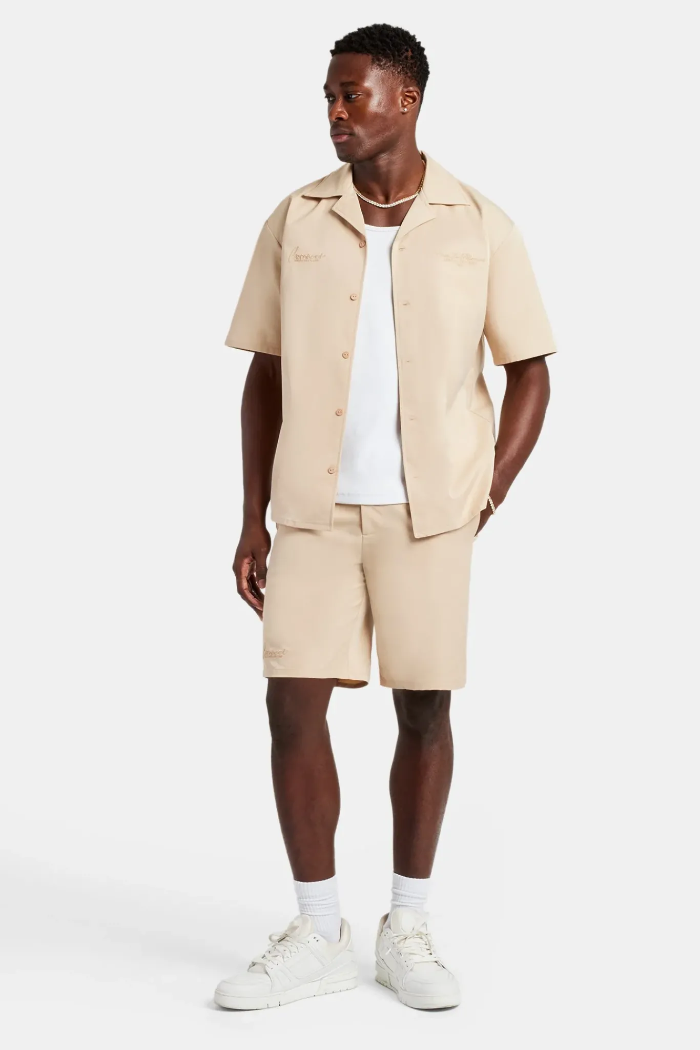 CLO-TOP-SHIR Nylon Embroidered Shirt - Sand