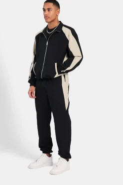 CLO-BOT-TRO Nylon Panelled Track Joggers - Black