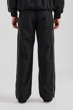 CLO-BOT-TRO Nylon Piping Popper Wide Leg Jogger - Black
