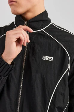 CLO-TOP-OUT Nylon Piping Zip Through Jacket - Black