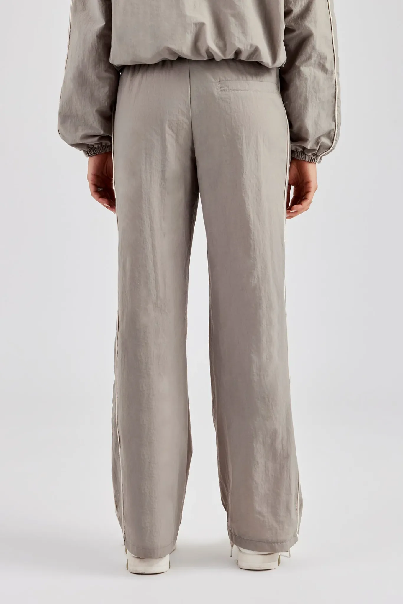 Women CLO-BOT-TRO Nylon Straight Leg Trousers - Light Grey