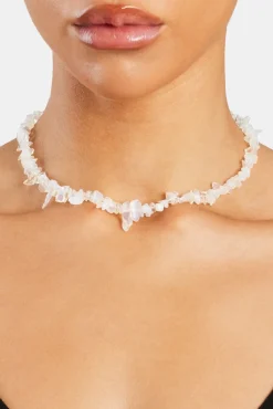 Women JWL-NECK-PRL Opal Shard Bead Necklace - White