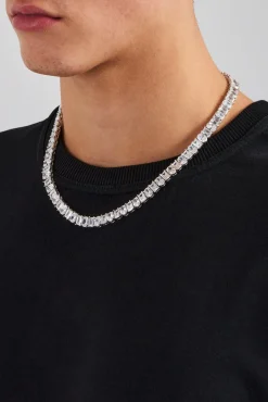 JWL-CHN Oval & Baguette Stone Tennis Chain - 8mm
