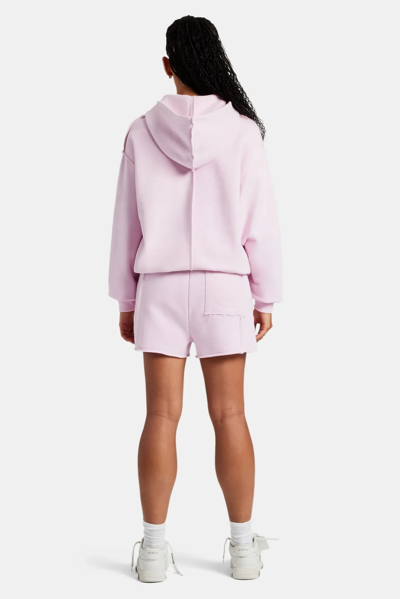 Women CLO-SET Overlock Oversized Hoodie & Short Set - Pink