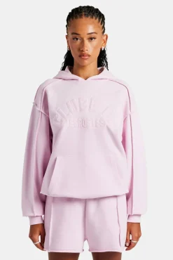 Women CLO-TOP-HS-HOOD Overlock Oversized Hoodie - Pink