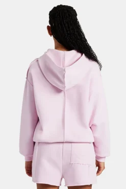 Women CLO-TOP-HS-HOOD Overlock Oversized Hoodie - Pink