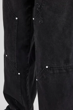 CLO-SET-DEN Oversized Carpenter Denim Jacket & Baggy Jean - Washed Black