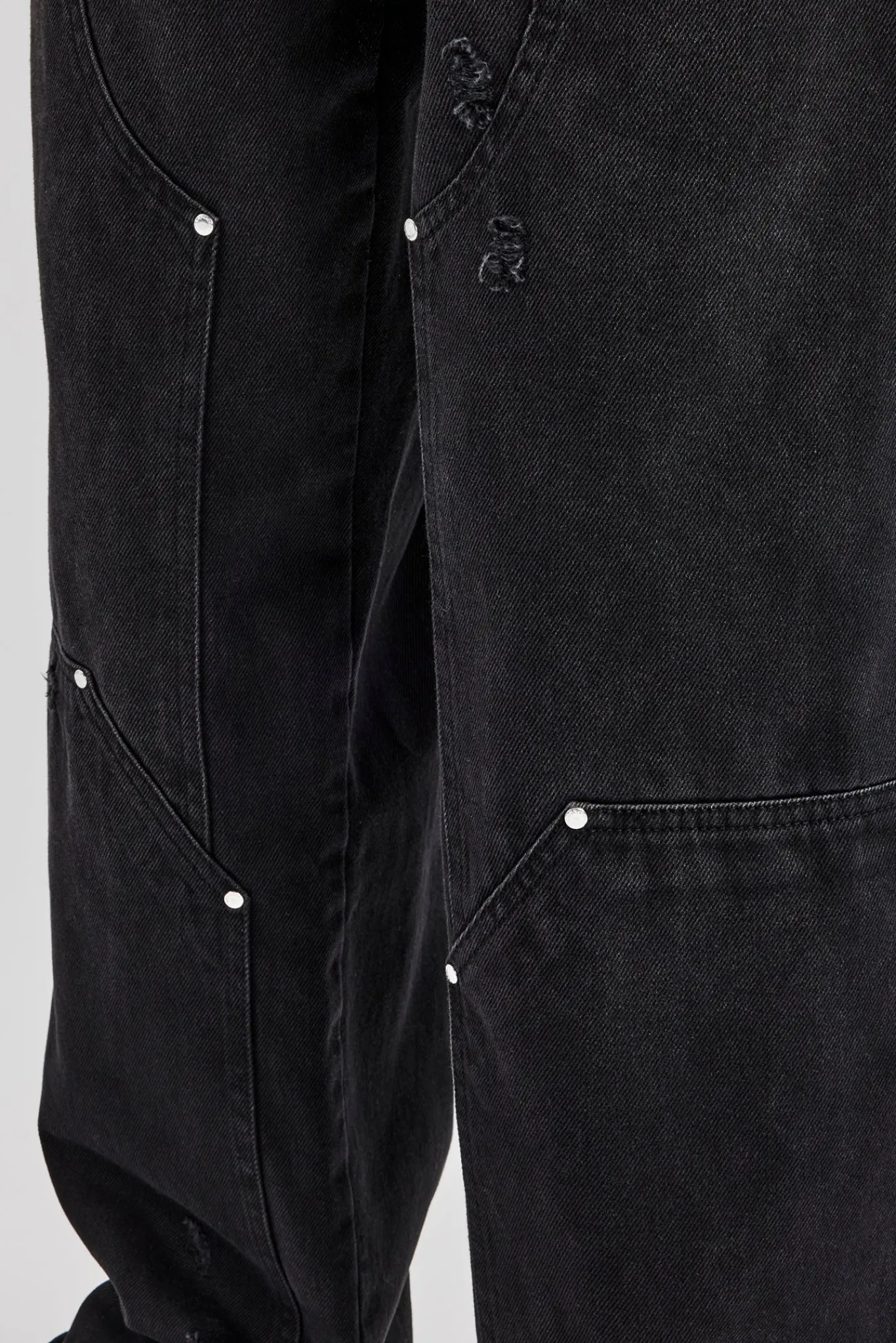 CLO-SET-DEN Oversized Carpenter Denim Jacket & Baggy Jean - Washed Black