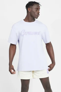 CLO-TOP-TEE Oversized Cernucci Classic Embroidered T-Shirt - Lilac