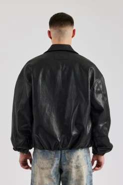 CLO-TOP-OUT Oversized PU Bomber - Black