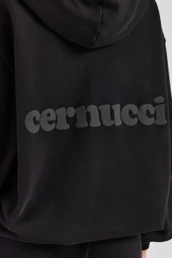 Women CLO-TOP-HS-HOOD Oversized Zip Hoodie - Black