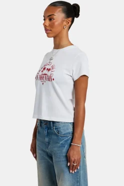 Women CLO-TOP-TEE Paraiso Palm Baby Tee - White