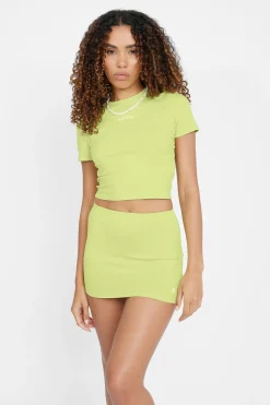 Women CLO-TOP-CROP Paraiso Short Sleeve Top - Lime