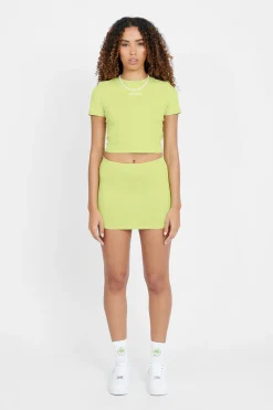 Women CLO-TOP-CROP Paraiso Short Sleeve Top - Lime