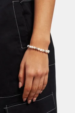 Women JWL-BRA-PRL Pearl and Pink Iced Ball Bracelet