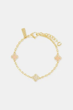 Women JWL-BRA Pink Agate & Iced Motif Rolo Bracelet - 10mm