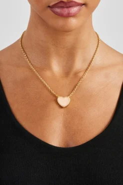 Women JWL-NECK Pink Agate Heart Necklace - Gold