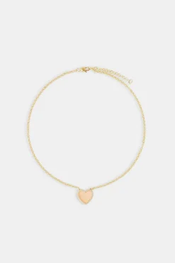 Women JWL-NECK Pink Agate Heart Necklace - Gold