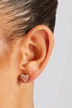 Women JWL-EAR Pink Agate Heart Stud Earrings