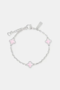 Women JWL-BRA Pink Enamel Motif Rolo Link Bracelet - 10mm