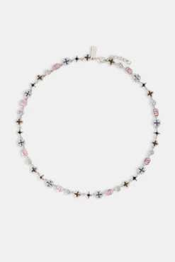 Women JWL-CHN Pink Mixed Motif Polished Chain - 8mm