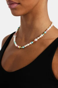 Women JWL-NECK-PRL Pink Motif Freshwater Pearl Necklace - 6mm