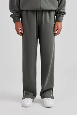 CLO-BOT-TRO Piping Split Hem Trouser - Grey
