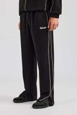 CLO-BOT-TRO Piping Split Hem Trouser - Black