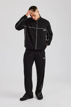 CLO-BOT-TRO Piping Split Hem Trouser - Black
