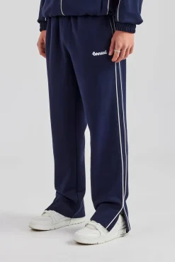 CLO-BOT-TRO Piping Split Hem Trouser - Navy