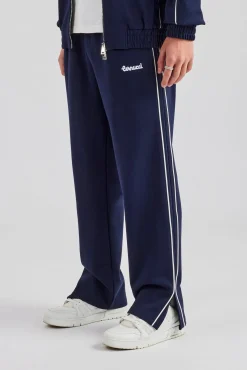 CLO-BOT-TRO Piping Split Hem Trouser - Navy