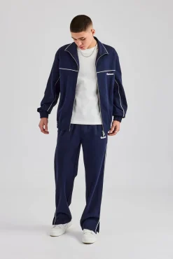 CLO-SET Piping Zip Through Tracksuit - Navy