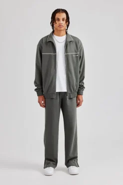 CLO-SET Piping Zip Through Tracksuit - Grey